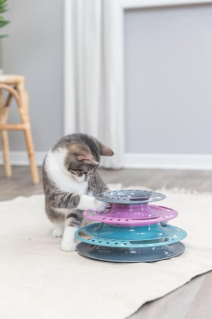 TRIXIE Catch The Balls Circle Track, Interactive Cat Toy, Cat, and Mouse Games (Green/Gray)