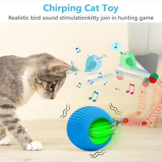 Interactive Cat Toy Ball for Indoor Cats and Kittens – Automatic Rolling Ball, Motion Activated Cat Toys with Tail Accessories, Smart Play Modes, USB Rechargeable Pet Toy for Exercise & Fun