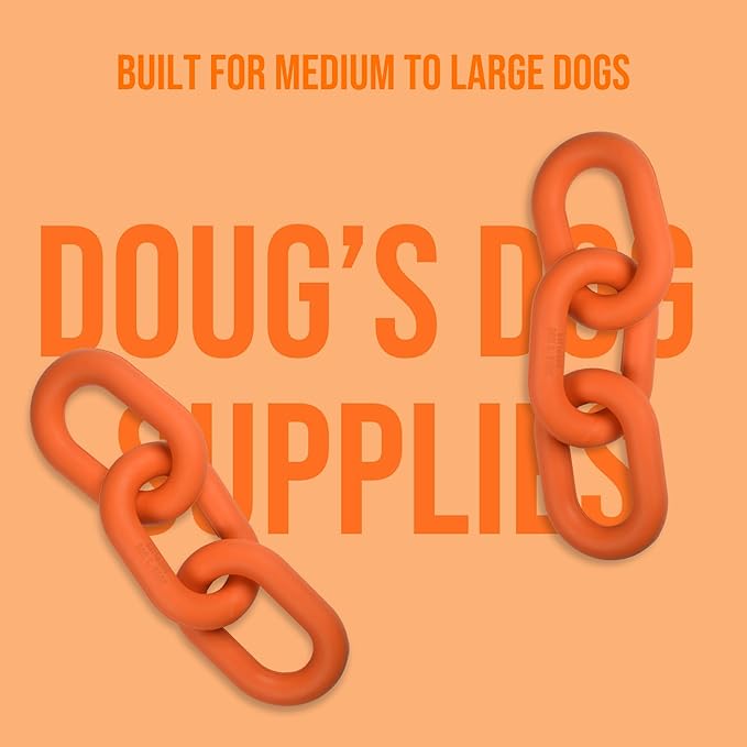 Doug's Dog Supplies Chain Link Tug Toy, Tug Toys for Dogs, Rubber Chain Toy for Tug of War (Orange)