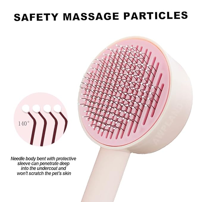 Cat Brush, Gentle Self Cleaning Pet Brush with Release Button for Cats and Dogs, Easy to Remove Loose Hair Daily Grooming Tool During Shedding Season