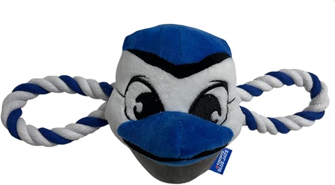 Pets First MLB Toronto Blue Jays Nylon Mascot Dog Toy with Tough Dog Ropes & Inner Squeaker in Bright Team Colors