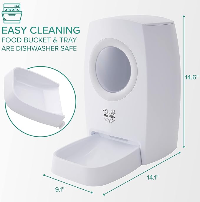 Arf Pets Automatic Pet Feeder Food Dispenser for Dogs, Cats & Small Animals – Features Voice Recorder, Portion Control & Voice Recording – Timer Programmable Up to 4 Meals a Day