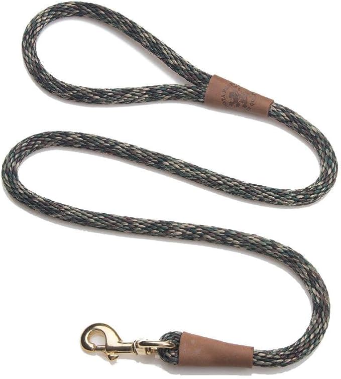 Mendota Pet Snap Leash - British-Style Braided Dog Lead, Made in The USA - Camo, 3/8 in x 6 ft - for Small/Medium Breeds
