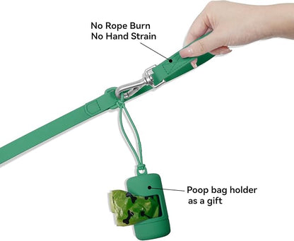 Waterproof Dog Leash with Poop Bag Holder, 5FT/6FT Adjustable Length with 2 Swivel Hooks, Odor-Free & Easy-Clean Dog Lead for Large Medium Small Dogs