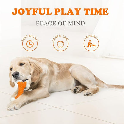 6-Pack Dog Toys for Aggressive Chewers, Indestructible 8" Tough Nylon Bone, Teething & Boredom Relief Chew for Large Dogs, Peanut Butter Flavor