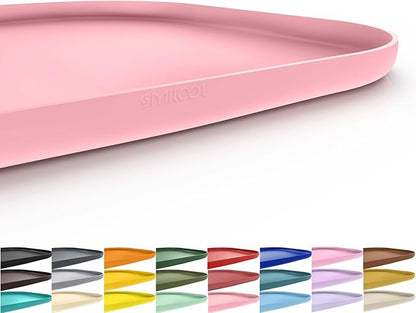 Silicone Pet Food Mat with Raised Edge for Food and Water Bowl, Dog Feeding Mats, Cat Food Trays for Floor Waterproof, Rubber Tray for Dogs and Cats, 19 x 12 x 0.7 Sakura Pink