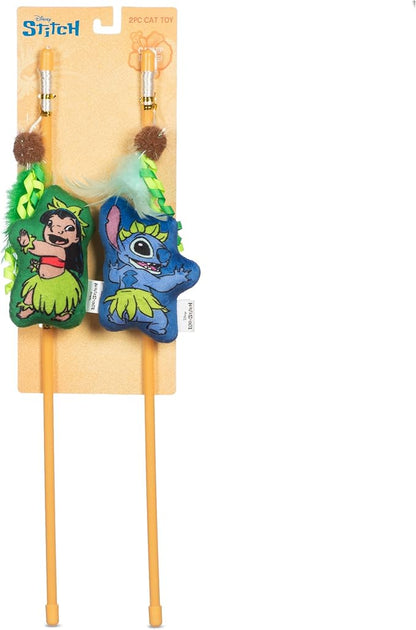 Disney for Pets Lilo and Stitch 2pk Feathered Wand Cat Toys with Catnip, Feather Teaser Set for Cats, Cute Kitty Toy Fans