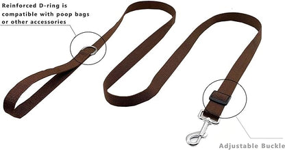 TAIAN Adjustable Nylon Dog Leash, 6FT/10 FT Long Dog Leashes for Small Medium Large Dogs (1 in x 6 ft, Brown)