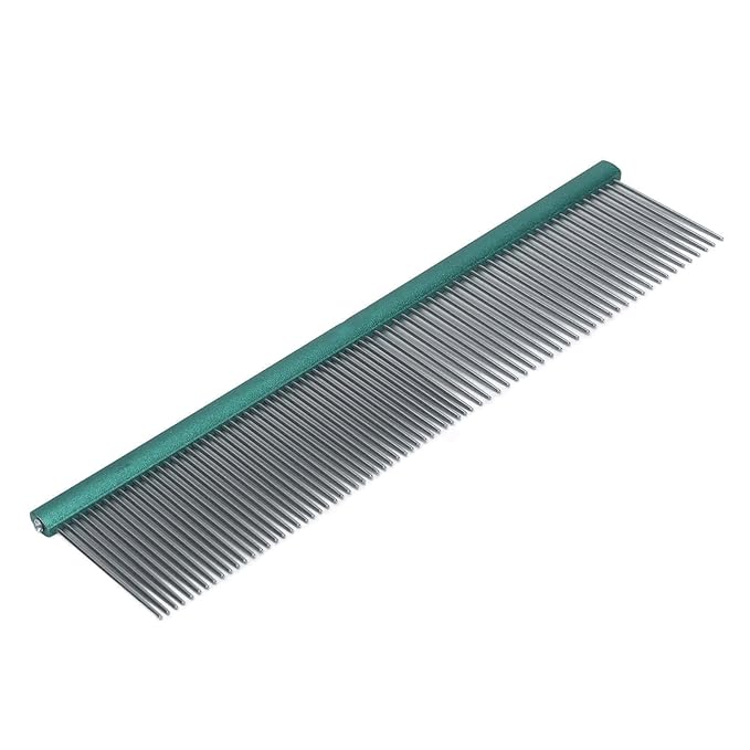 Generic Greyhound Comb for Dogs, Metal Dog Comb with Rounded Ends, Green