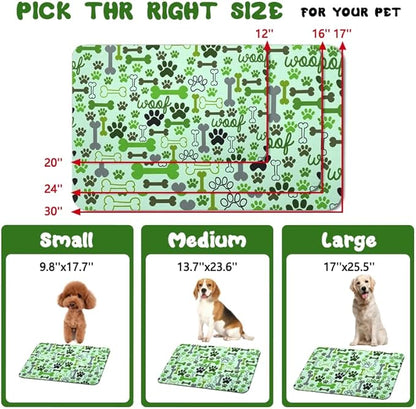 Dog Food Mats for Floors Waterproof, Pet Water Bowl Mats Pet Feeding Absorbent Placemats Green 17 * 30 inch