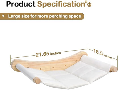 Heavy Duty Wooden Wall Mounted Cat Hammock - 21 * 18 in for Extra Large Indoor Cats 30 Lbs