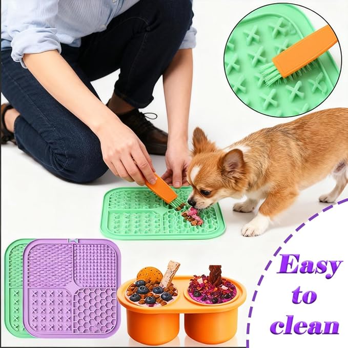 7.87" Dog&Cat Lick Mat with Suction Cups Set,Frozen Treat Puzzle Dispenser for Puppy,Dog Enrichment Toy Foam Ball for Anxiety Relief