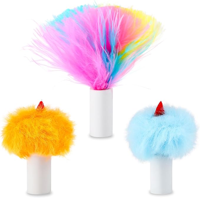 3-in-1 Cat Toy Replaceable Feathers for Whack-a-Mole Mode, 3 Pcs Plush Accessories (Middle)