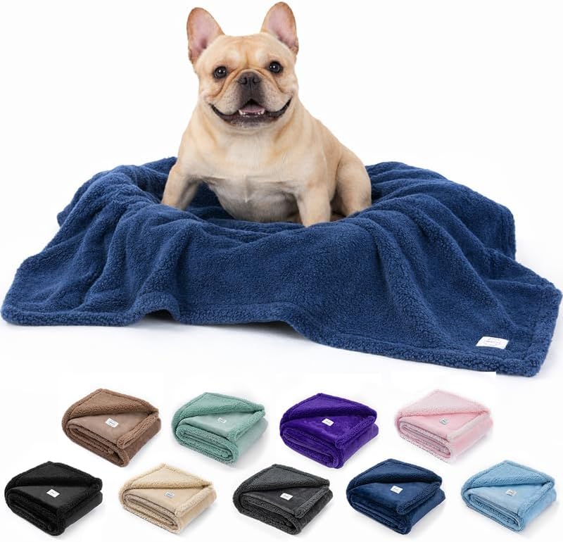 Navy Blue Dog Blanket for Pets Reversible Fluffy Pet Bed Cover Mats Waterproof Puppy Blankets Leakproof Sofa Couch Washable Cover Cat Pet Blanket for Warm-Navy Blue,M - Image 4