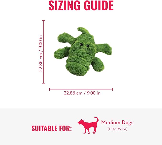 KONG Cozie Ali Alligator & SqueakAir Balls (3 Pack) - Dog Fetch & Chew Toys for Fun - Soft Toy Alligator for Indoor Play - Durable Dog Toy Balls for Outdoor Play - for Medium Dogs