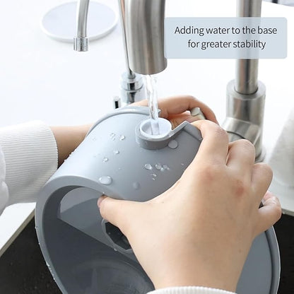 DELIFUR Pet Standing Water Dispenser Adjustable Cat Dog Drinking Water Dispenser Bowl with Detachable Pole Automatically Feeding Water (Grey)