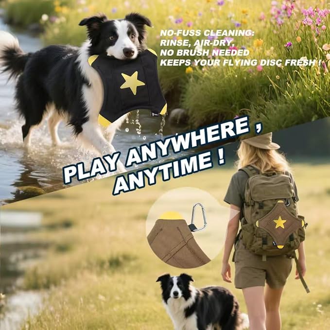 TSPRO Tactical Star-Shaped Dog Flying Disc, Anti-Rip Nylon Toy for Aggressive Chewers & Medium-Large Dogs, Water Floating Lightweight for Beach/Camping/Park/Backyard Training (9", Khaki)