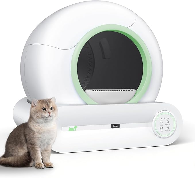 Self Cleaning Litter Box, 2026 Upgraded Automatic Cat Litter Box, Includes 2 roll Liners, 68L+9L Large Capacity Box Robot, Suitable for Medium Cats and Kittens, APP Control - Green