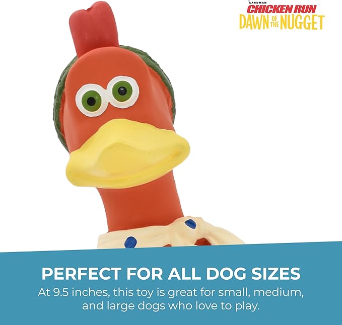 Multipet Chicken Run Ginger Latex Dog Toy - Durable Squeaky Toy for All Dogs - Easy-to-Clean Latex Squeaky Toys - for Cuddling, Chewing & Playing (9.5")