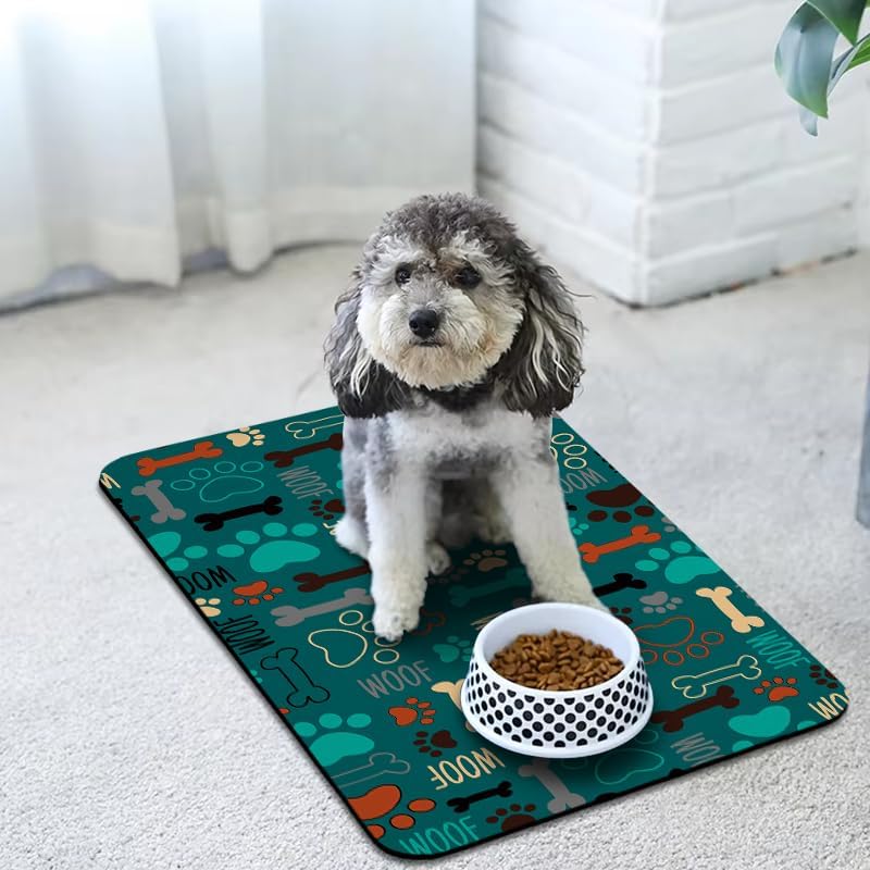Dog Food Mats for Floors Waterproof, Pet Water Bowl Mats Pet Feeding Absorbent Placemats Green 24 * 32 inch - Image 6