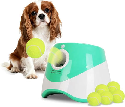 Automatic Dog Ball Launcher Tennis Ball Thrower Machine Interactive Fetch Machine Training Game Toy with 3 Adjustable Launch Distance for Small Medium Dogs Indoor & Outdoor