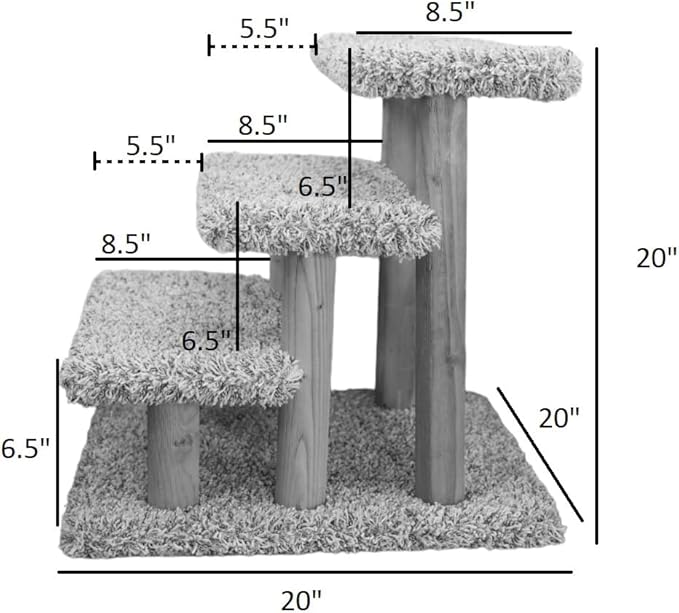 Solid Wood Stairs for Cats and Dogs, Gray Speckled