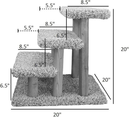 Solid Wood Stairs for Cats and Dogs, Gray Speckled