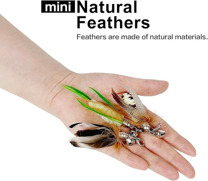 TTcat Cat Feather Toys, 3 Pcs Mini Insects Refills, Cat Toys Replacement Feathers for Cat Kitten Wand.