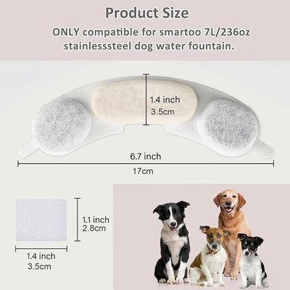 16 Pack Pet Water Fountain Filters Compatible with Smartoo 7L / 236oz / 1.8Gal Stainless Steel Dog Water Fountain, Pet Dog Fountain Filter Replacement,16 Filters + 16 Sponge