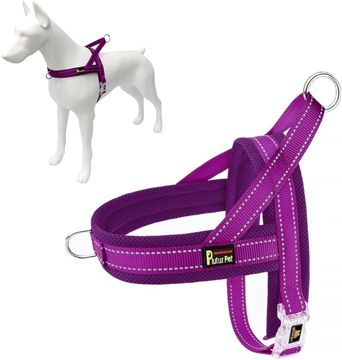 Plutus Pet No Pull Dog Harness with Breathable Mesh Padded, Adjustable Reflective Escape Proof Dog Harness, Quick Fit Dog Vest Harness for Small Medium Large Dogs(S, Purple)