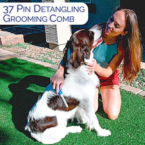 Detangling Dog Comb with Long & Short Stainless Steel Metal Teeth - Dogs, Cats & Small Animals for Removing Matted Fur, Knots & Tangles - Image 2