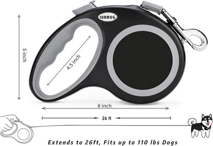 Retractable Dog Leash, 26 Feet Dog Leash for Small to Large Dogs up to 110lbs,Heavy Duty Design with Anti-Slip Handle, One-Handed Quick-Lock Braking System.
