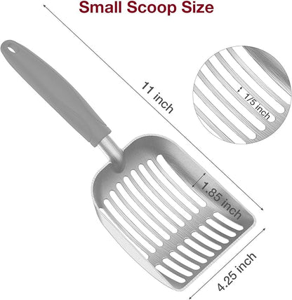 Cat Litter Scoop, Kitty Metal Scooper, Aluminum Alloy Sifter, Kitten Pooper Lifter, Deep Shovel, Long Handle, Poop Sifting, Durable, Heavy Duty, for Litter Box