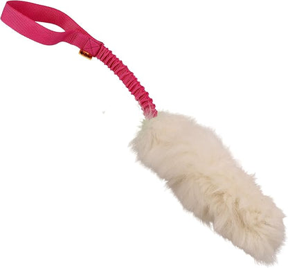 Dingo Dog Toy - Sheepskin tug with Pink Bungee, Agility Motivation Reward tug for Training and Fun 15580