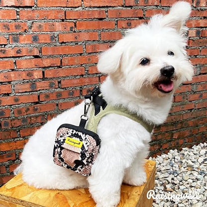 Dog Treat Pouch for Pet Walking and Training with Clicker Poop Bags and Double Bag Design Small Fanny Zipper Pack Holder for Puppy Snack Dispenser Kit for Leash and Outdoor Use Snake Skin - Image 6