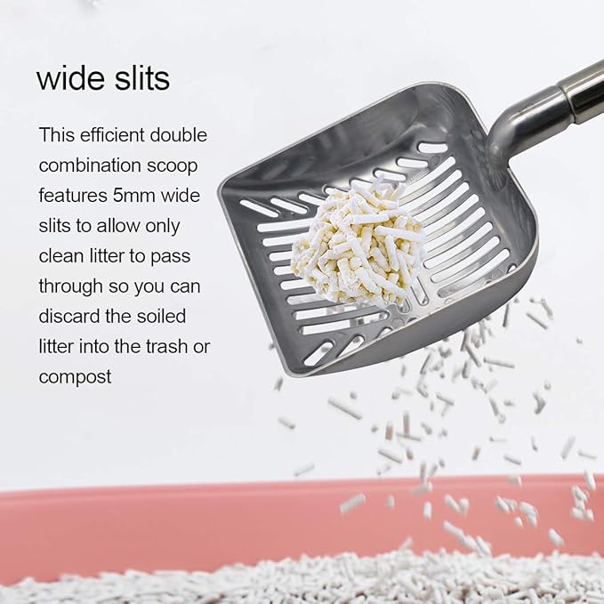 TOYPOPOR Stainless Steel Cat Litter Scoop 23 inches Telescoping Litter Scoop with Long Handle Perfect Scooper for Cats and Dogs