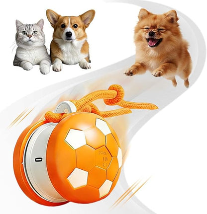 Interactive Dog Toys, 2026 Upgraded Motion-Activated Electric Automatic Rolling Ball with Rope, Random Path Movement, Rechargeable Boredom Relief Toy for Small Medium Large Dogs (Orange)