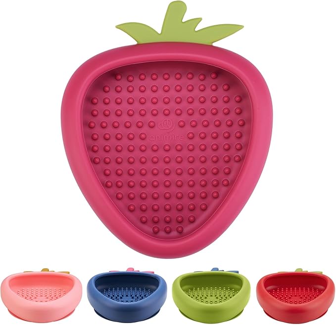 Freeze Dog Lick Bowl, Animire Non-Slip Slow Feeder Lick Mat for Dogs, Silicone Dog Enrichment Bowl for Distraction Anxiety Relief Boredom, BPA Free, Dishwasher Safe(Rose,L)