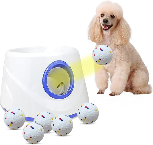 Auto Dog Ball Thrower Launcher, Automatic Dog Ball Launcher with 3 Launching,6 2.3 Inch ETPU Tennis Ball,Interactive Toys Indoor Outdoor Thrower Toss Machine for Small/Medium Dogs