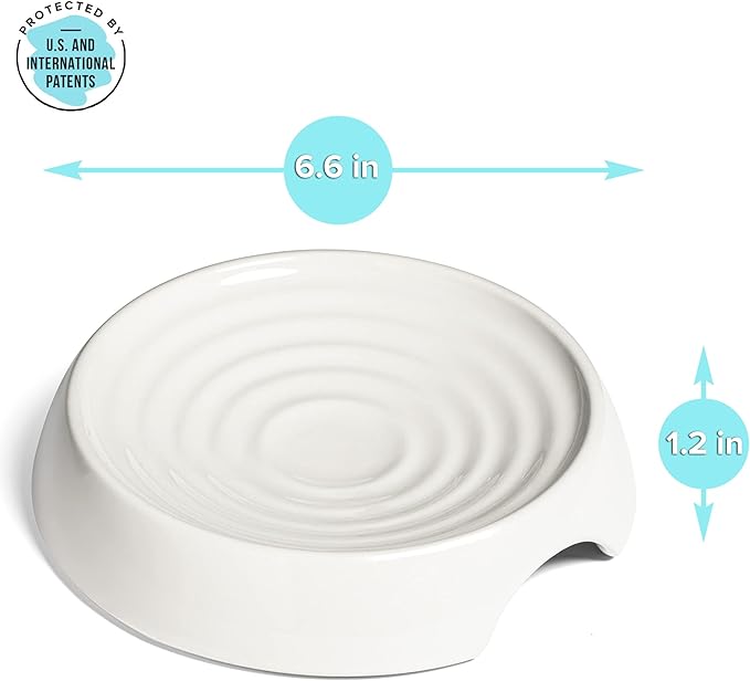 CatGuru Cat Bowls, Whisker Friendly Food Bowl for Indoor Cats, Reliefs Whisker Fatigue, Wide Kitten Dish, Non Slip Pet Dishes, Shallow Pet Plates (Ceramic (Pack of 2))