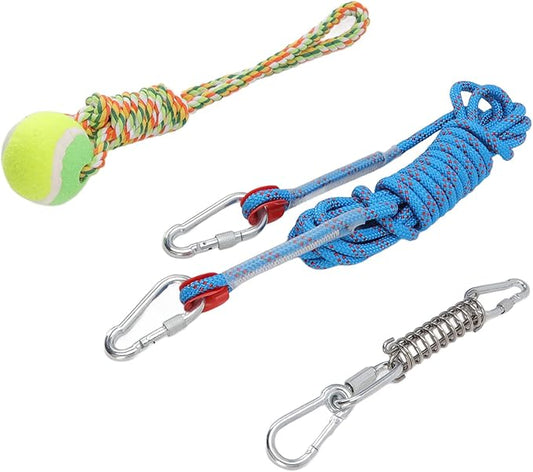 Tether Tug Outdoor Dog Toy, 16. 4ft Dog Outdoor Bungee Hanging Toy Tree Dog Toy Dog Toys Rope Dog Rope Toy with Spring Rod for Medium Large Dogs