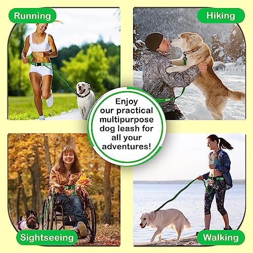 Hands-Free Leash for Small to Large Dogs 5ft - Heavy Duty Adjustable Waist Belt, Padded Handles, Reflective Stitching, Satin Carry Bag for Walking, Running, Hiking - Image 2