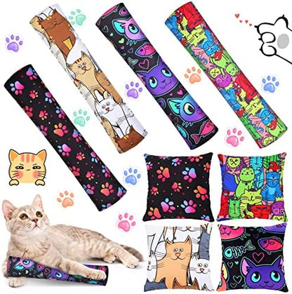 Hungdao 8 Pieces Catnip Kicker Toys Cat Kick Sticks Interactive Pillow Toys for Indoor Kitten Pet Chew Supplies, 2 Shapes and 4 Designs by Hungdao