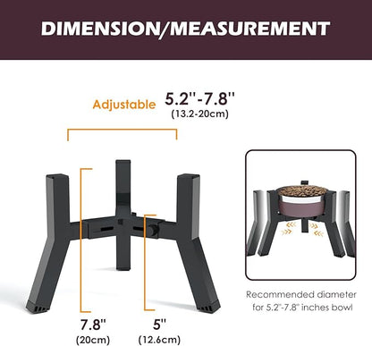 SHAINFUN Elevated Dog Bowls Adjustable Width Stand for 5.2-7.8" Wide Bowls, Food and Water Feeder for Medium Small Dogs, 7.8in Tall (Bowl Not Included)