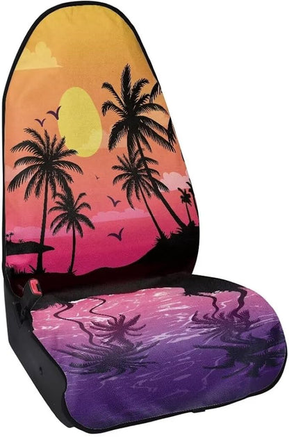 Coldinair Palm Tree Sunset Towel Seat Covers for Cars,SUVs,Trucks,Waterproof Sweating Car Front Seat Protector Cover Universal Fit,Easy to Install