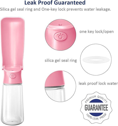 WePet Foldable Portable Dog Water Bottle Puppy Water Dispenser with Drinking Feeder, 19 OZ, High-Temperature Resistant Leak Proof for Pets Outdoor Walking, Hiking, Travel, Food Grade Plastic BPA Free