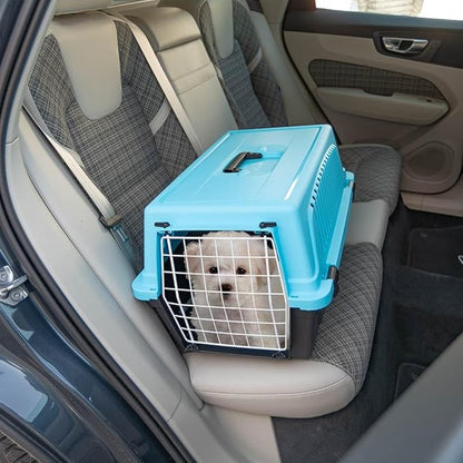 Ferplast Cat Carrier Small Dog Carrier, Secure, Practical, Easy to Clean, Durable Pet Dog/Cat Travel Box Cage up to 8 Kg. 58 x 37 x h 32 cm. Blue