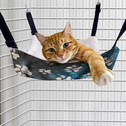WIRESTER Reversible Cat Hanging Hammock 22.8 x 18.9 Inch, Pet Cage Hammock Bed with Adjustable Straps, Soft Sleeping Hammock for Cat, Ferret, Puppy Dog, Rabbit, Small Animals - Cat Stuffs Pink Blue