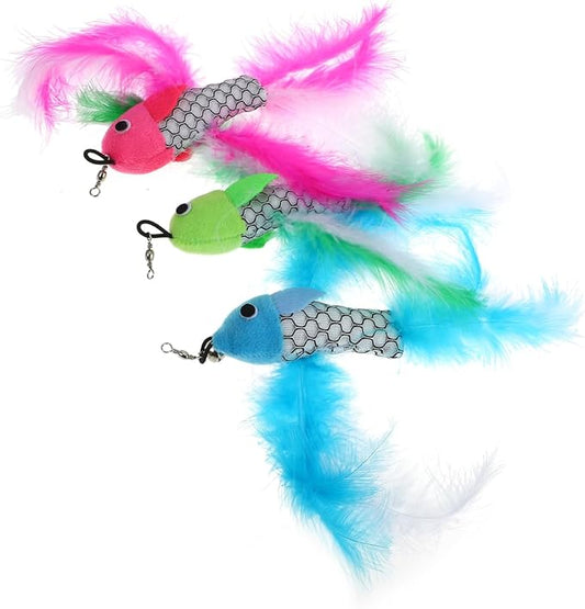 balacoo Cat Teaser Replacement Heads Fish Shaped 3 Pieces Lightweight Interactive Wand Toy for Indoor Cat Play and Exercise