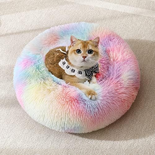 JOLLYVOGUE Dog & Cat Bed, Calming Anti-Anxiety Pet Bed for Small Dogs, Fluffy Donut Cushion for Small and Medium Pets (20") by JOLLYVOGUE